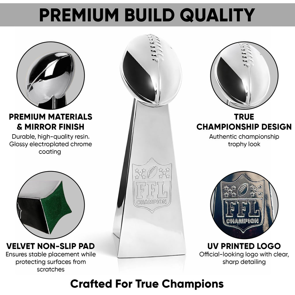 Fantasy Football Trophy | Chrome Replica Trophy for Fantasy Football Champions