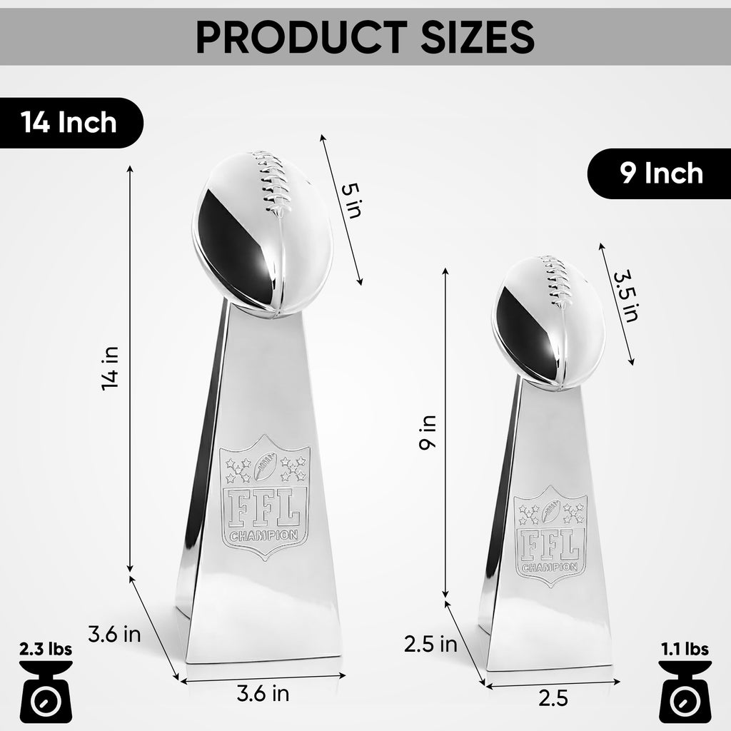 Fantasy Football Trophy | Chrome Replica Trophy for Fantasy Football Champions